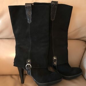 Black Suede Unique High Heel Tall boots 9.5M
